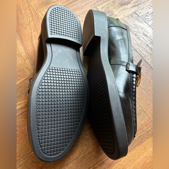 NEW Steve Madden Black and Gold Slip-On Loafers with Horsebit Detail - Picture 2 of 4